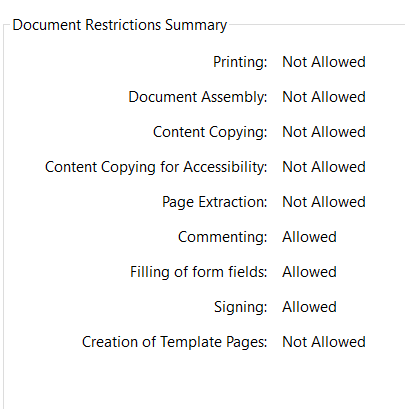 Document Restrictions