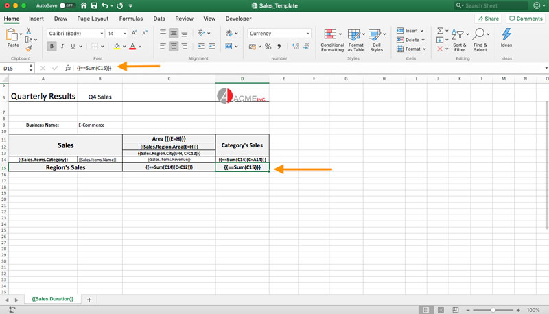 Formulas in excel Templates using GrapeCity Documents for Excel Java v3.1