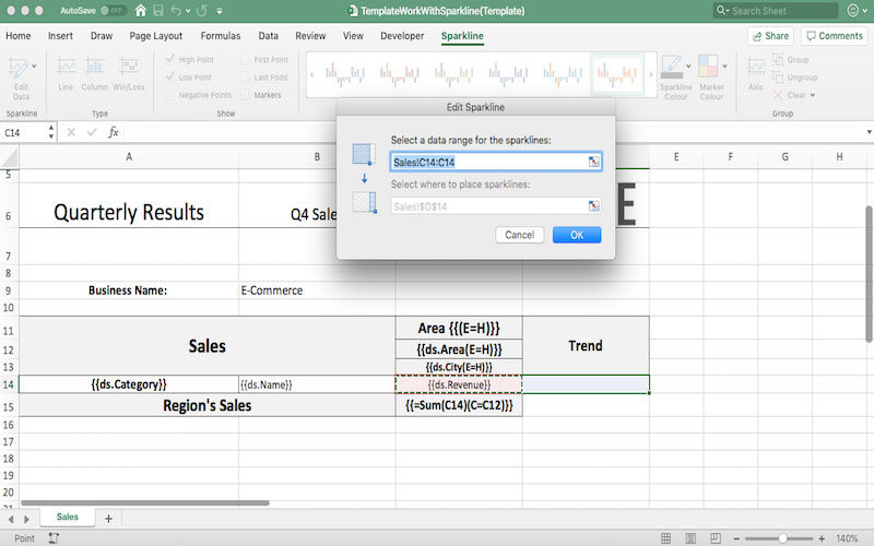 Expand Templates With Sparklines using GrapeCity Documents for Excel Java v3.2