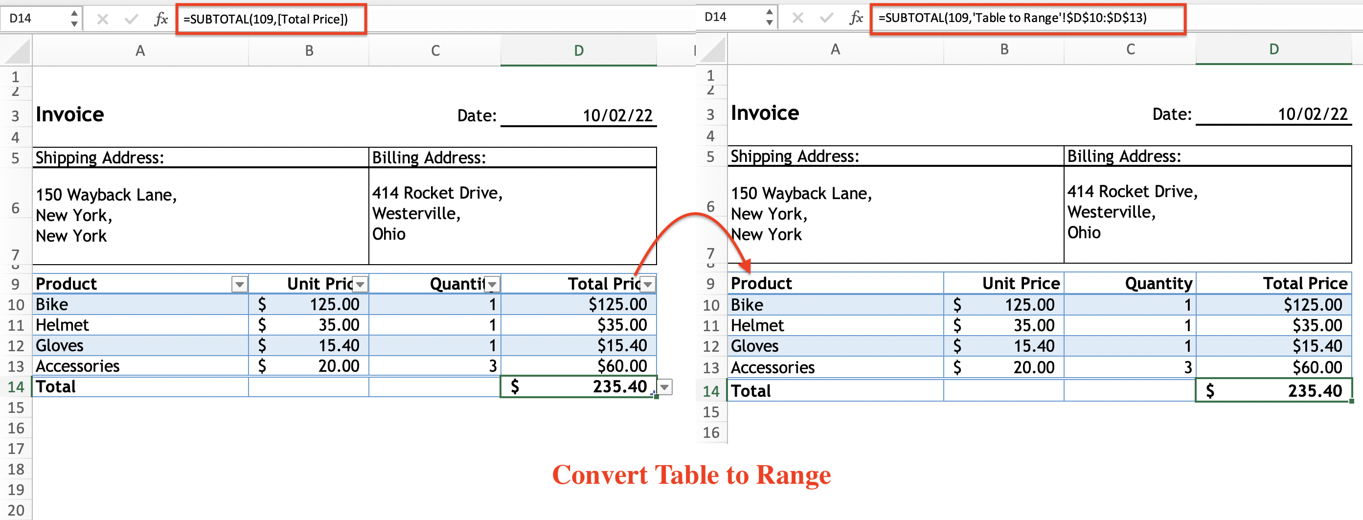 Convert Table to Range using GrapeCity Documents for Excel .NET v5.1