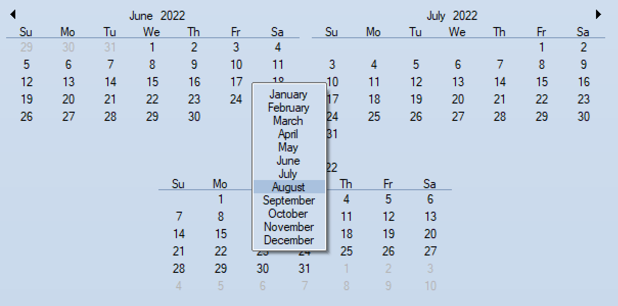 Winforms Calendar Control - Lilly Phaidra