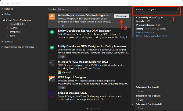 ActiveReports Visual Studio-Integrated Designer