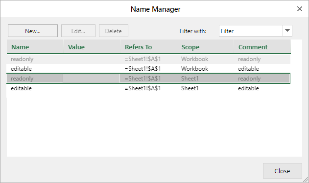 prevent users from changing specific names in the workbook - set read-only names in the name manger