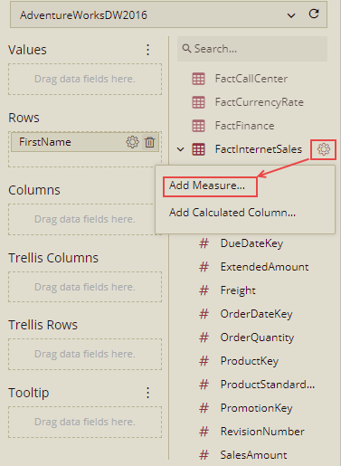 Add  Measure Option