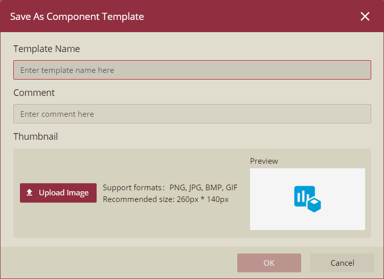 Save as component template popup