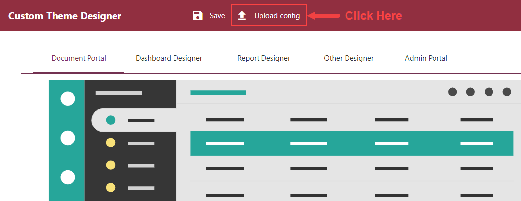 Upload config button to upload Custom Theme