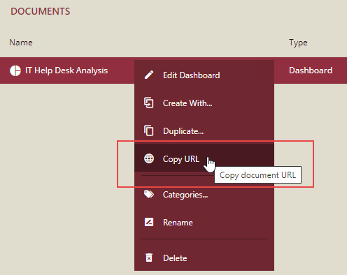 Copy the document URL from the Document Portal