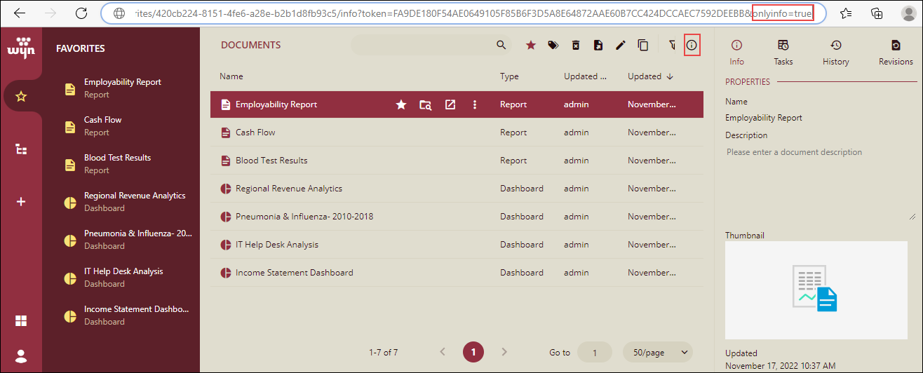 Append URL with onlyinfo Parameter