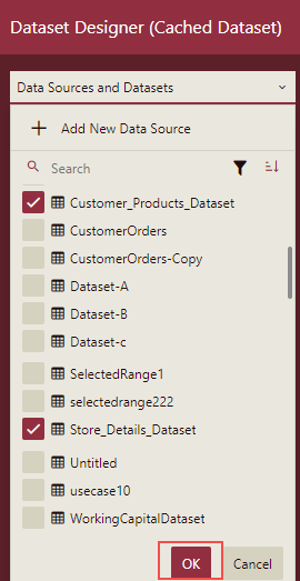 Select Existing Datasets