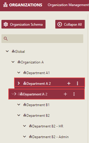Select a Sub-Org and drag it to Org B