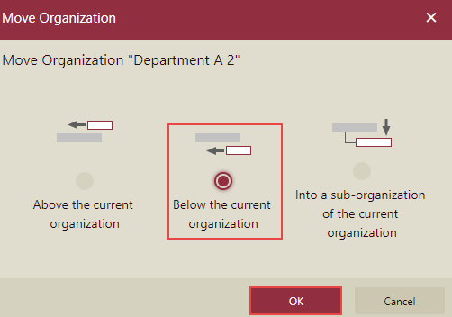 Select Option Below the current organization