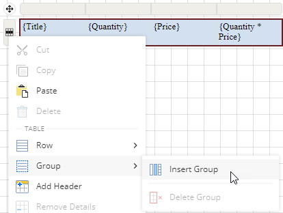 Table Data Region with Group