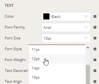 Report - Font Size Property