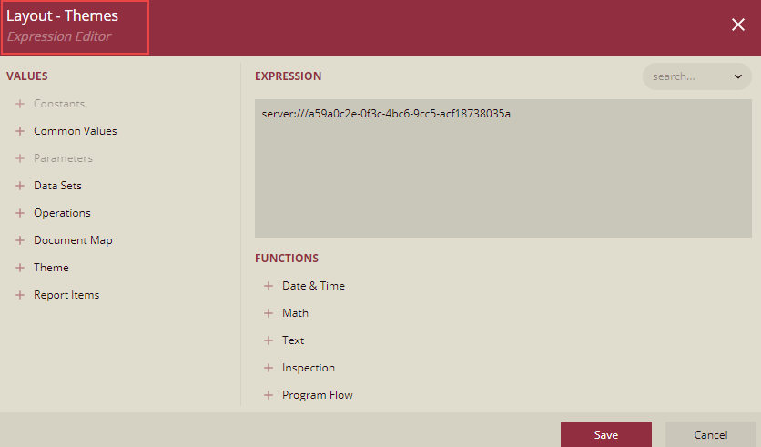 Layout Themes Expression Editor
