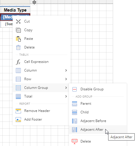 Add an adjacent group in the tablix data region