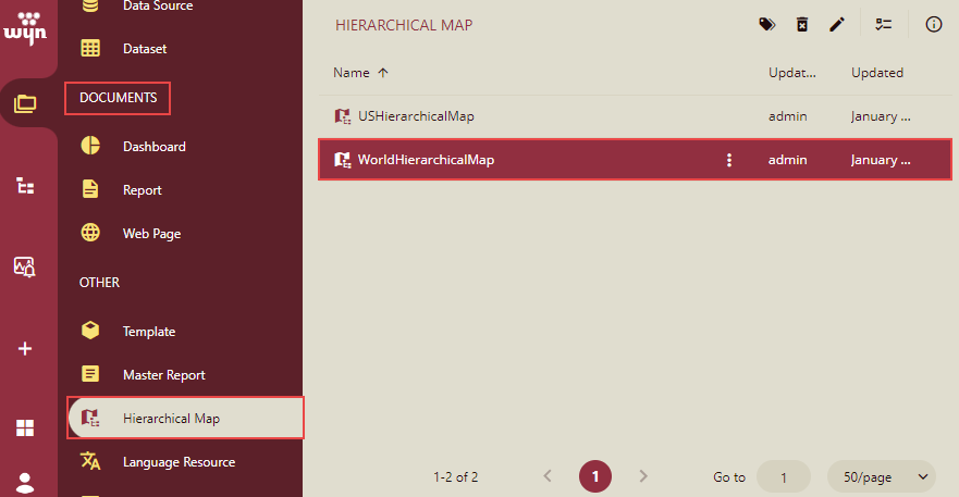 Saved Hierarchical Map