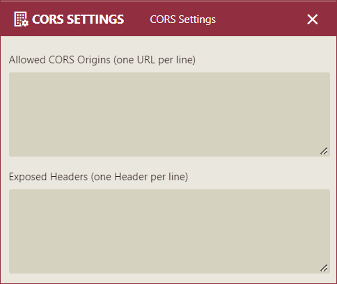 Cross origin resource sharing settings of System Configurations