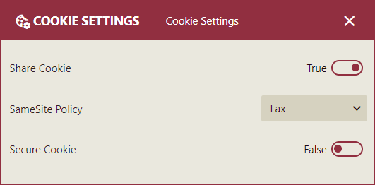 Cookie settings of System Configurations