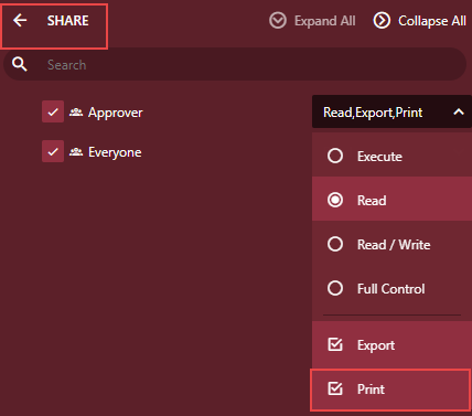WynReport settings on Admin Portal