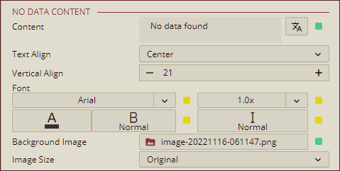 Candlestick Chart - Inspector Panel - No Data Content