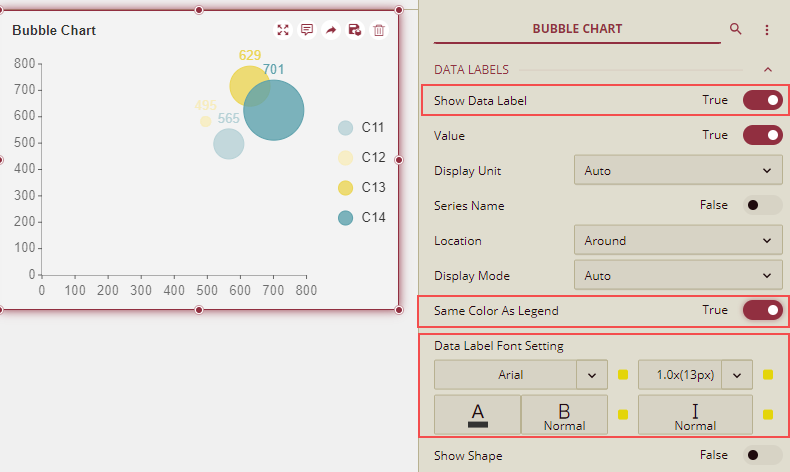 Bubble Chart Data Label