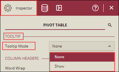 Tootip Mode For Data and Pivot Tables