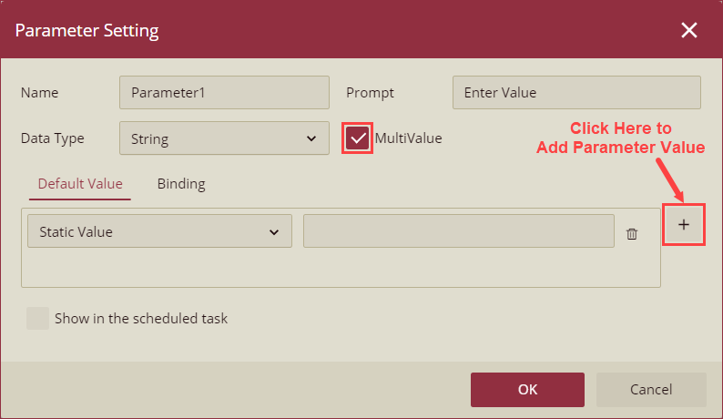 Parameter Settings - MultiValue option