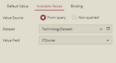 The available values tab of the Parameter Settings dialog