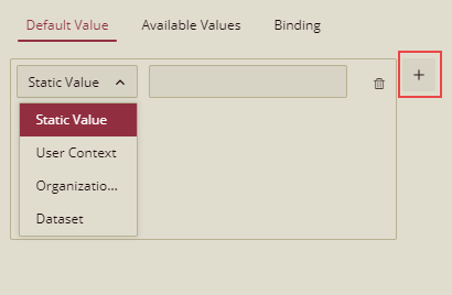 The default value tab of the Parameter Settings dialog
