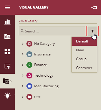 Filter button in Visual Gallery