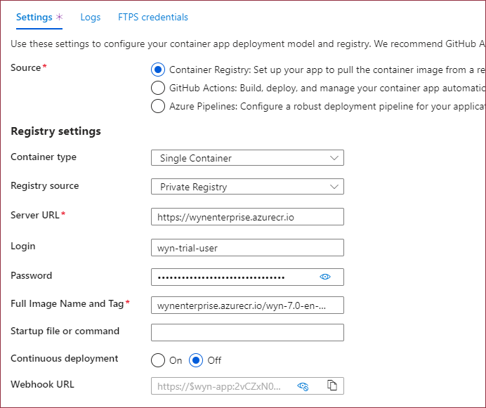 Deploy Wyn to AAS using DuckDB - add docker registry