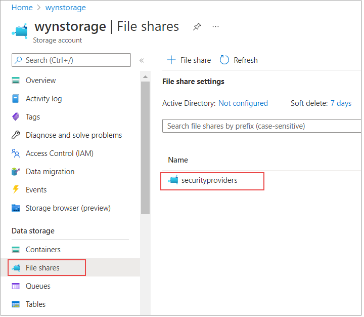 Create a new file share