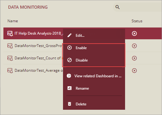 Enable or Disable Data Monitoring
