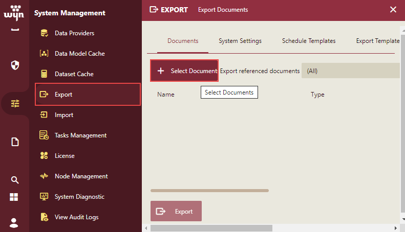 Select Documents to Export