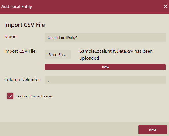 Add External Data by uploading a CSV file