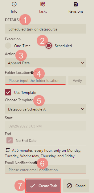 Schedule Task for Datasource - Use Template