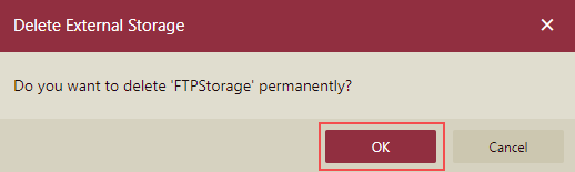 Delete Storage Confirmation Message