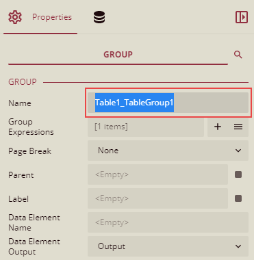 Copy Group Name from the Properties Panel