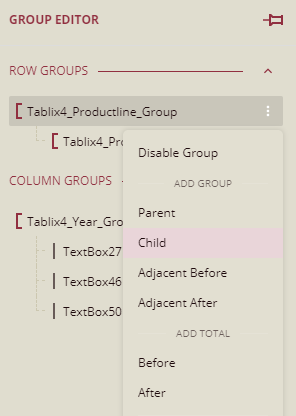Group Editor Totals Options