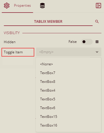Specify the toggle item