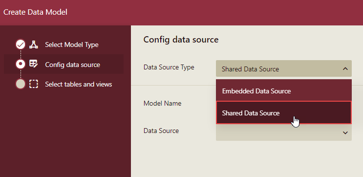 Creating Data Model Using a Shared Data Source