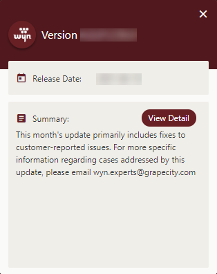 Wyn Enterprise Update window