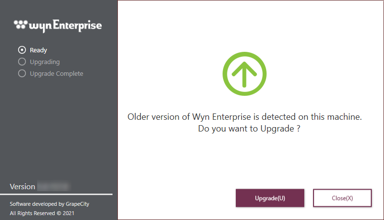 Wyn Enterprise Update window