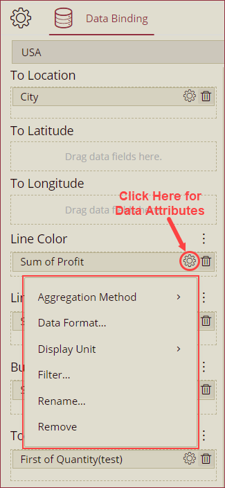 Format data attributes of a Flow Line Map
