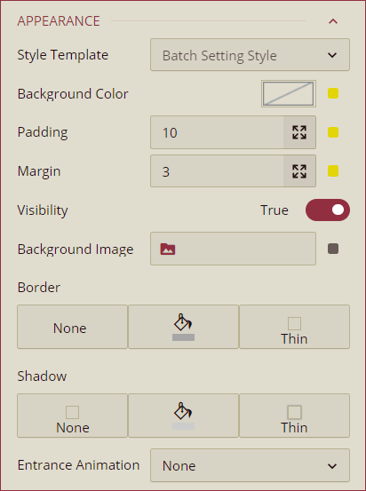 Inspector Panel - Appearance