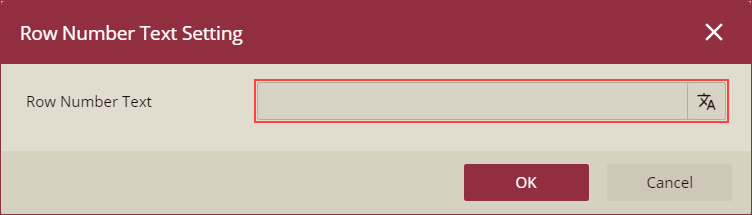 Row number text setting dialog