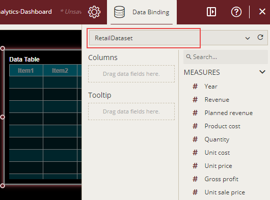 Binding the Data Table to Dataset