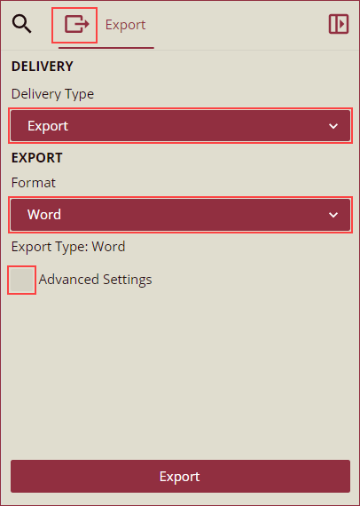 Export Panel of Reports