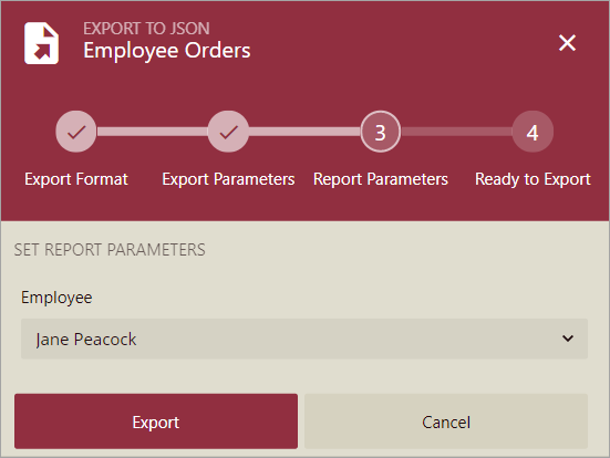 Set report parameters