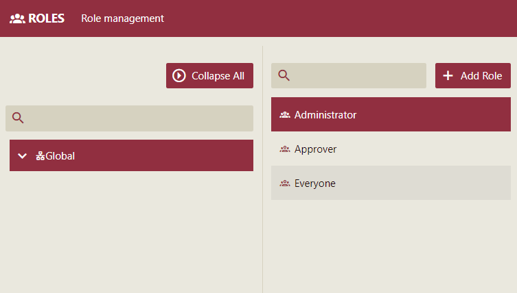 Roles Interface in the Admin Portal